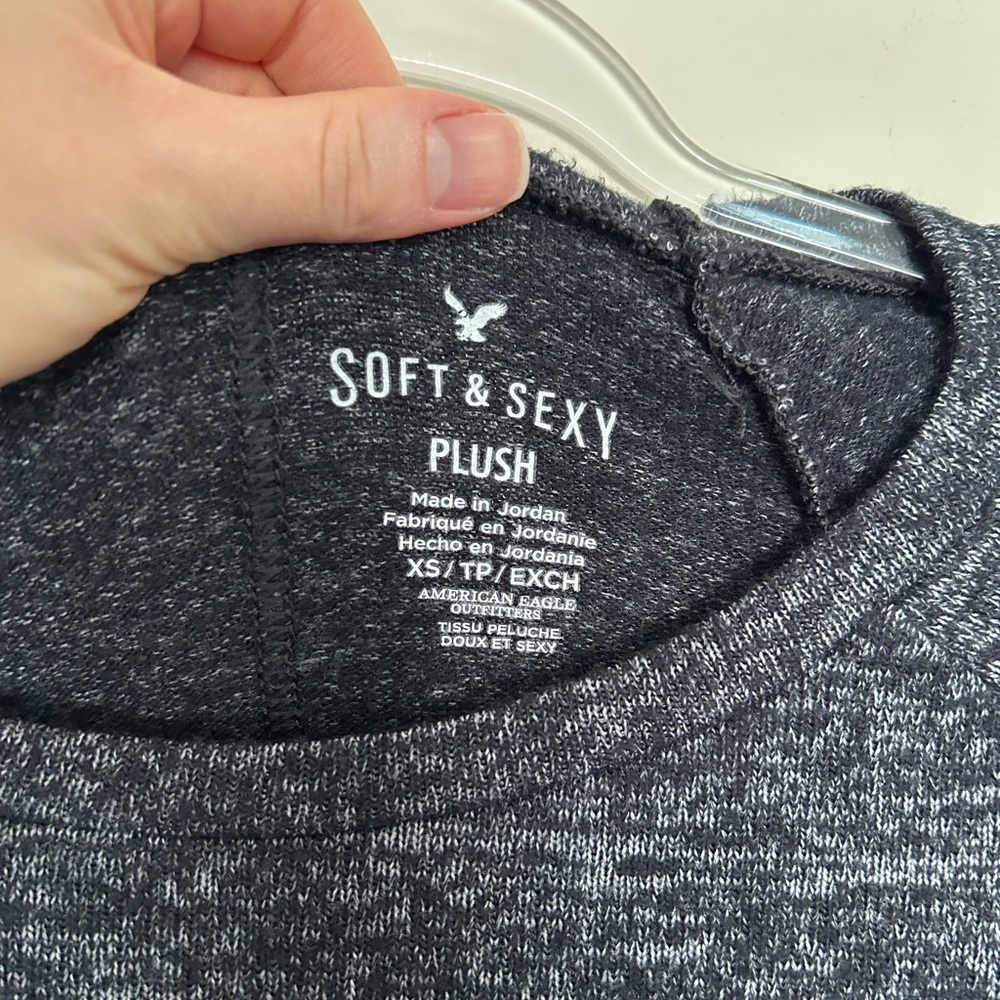 Aerie Soft‎ & Sexy Plush Long Sleeve Shirt Size XS Gray - Picture 2 of 5